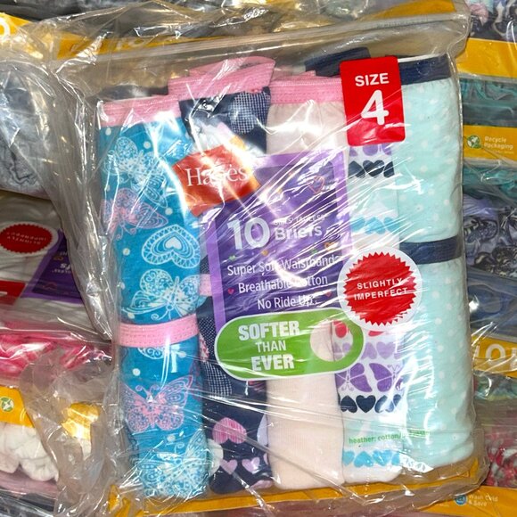Hanes Girls’ Tagless Briefs – LOT 24 - 240 pcs – 24 packs (10 ea) – Sz 4 - NEW - Picture 1 of 3